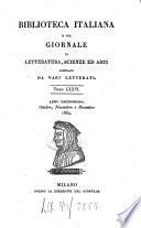 Biblioteca italiana ossia giornale di letteratura, scienze ed arti