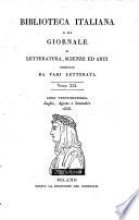 Biblioteca italiana, ossia, Giornale di letteratura, scienze ed arti