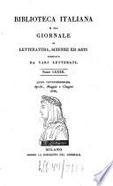Biblioteca italiana ossia giornale di letteratura, scienze ed arti