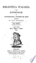 Biblioteca italiana ossia giornale di letteratura, scienze ed arti