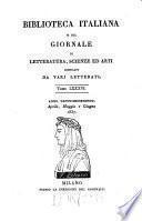 Biblioteca italiana ossia giornale di letteratura, scienze ed arti