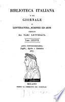Biblioteca italiana ossia giornale di letteratura, scienze ed arti