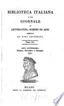 Biblioteca italiana ossia giornale di letteratura, scienze ed arti