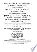 Biblioteca modenese, o, Notizie della vita e delle opere degli scrittori natii degli stati del serenissimo signor duca di Modena: Supplemento a' tomi precedenti e le notizie degli artisti