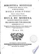 Biblioteca Modenese o notizie della vita e delle opere