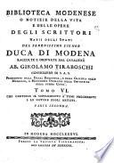 Biblioteca modenese: ... Supplemento ... e notizie degli artisti. 1786