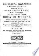 Biblioteca modenese: ... Supplemento ... e notizie degli artisti. 1786