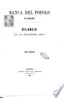 Bilancio al 31 dicembre 1867 anno secondo Banca del Popolo di Firenze
