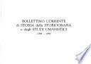 Bollettino corrente di storia della storiografia e degli studi umanistici