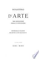Bollettino d'arte del Ministero della pubblica istruzione