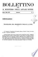 Bollettino del R. Ministero degli affari esteri