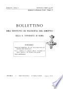 Bollettino dell'Istituto di filosofia del diritto della R. Università di Roma