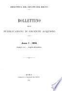 Bollettino delle pubblicazioni di recente acquisto