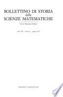Bollettino Di Storia Delle Scienze Matematiche