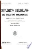 Bollettino Parlamentare. Supplemento Bibliografico
