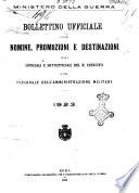 Bollettino ufficiale delle nomine, promozioni e destinazioni negli ufficiali e sottufficiali del R. esercito italiano e nel personale dell'amministrazione militare