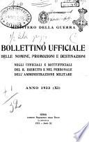 Bollettino ufficiale delle nomine, promozioni e destinazioni negli ufficiali e sottufficiali del R. esercito italiano e nel personale dell'amministrazione militare