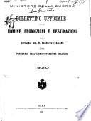 Bollettino ufficiale delle nomine, promozioni e destinazioni negli uffiziali dell'esercito italiano e nel personale dell'amministrazione militare