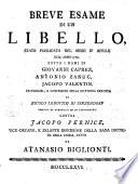 Breve esame di un libello ... di Giovanni Caprez, Antonio Zanuc, Jacopo Valentin, professori et confessori della dottrina erronea di Nicolo Lodovico di Sinzendorf ... contra Jacopo Pernice ...