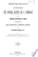 Breve saggio di una scuola sul Contra gentes di S. Tommaso nel seminario arcivescovile di Torino, in ossequio all'enciclica Aeterni Patris