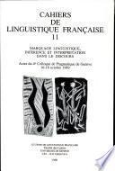Cahiers de Linguistique Francaise