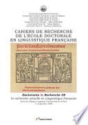 Cahiers de recherche de l'École doctorale en linguistique française