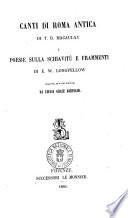 Canti di Roma antica di T. B. Macaulay. Poesie sulla schiavitù e frammenti