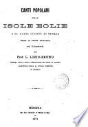 Canti popolari delle isole Eolie e di altri luoghi di Sicilia