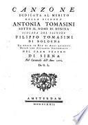 Canzone dedicata al merito della Signora Antonia Tomasini sotto il nome di Nerina