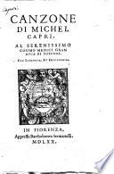 Canzone di Michel Capri, al Serenissimo Cosimo Medici gran duca di Toscana
