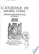 Canzone di Michel Capri. Nel Natale del serenissimo prencipe di Toscana