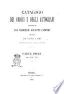 Catalogo dei codici e degli autografi posseduti dal marchese Giuseppe Campori compilato da Luigi Lodi