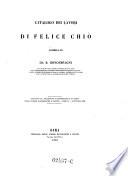 Catalogo dei lavori di Felice Chio, compilato