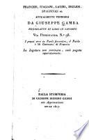 Catalogo dei libri francesi, italiani, latini, inglesi, spagnuoli ec
