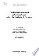 Catalogo dei manoscritti di Gaetano Cesari nella Libreria civica di Cremona