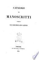 Catalogo dei manoscritti posseduti dal marchese Gino Capponi