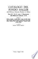 Catalogo del fondo Haller della Biblioteca nazionale braidense di Milano