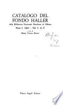 Catalogo del fondo Haller della Biblioteca nazionale braidense di Milano