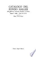 Catalogo del fondo Haller della Biblioteca nazionale braidense di Milano