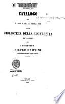 Catalogo del libri rari e preziosi della Biblioteca della Università di Cagliari