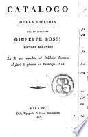 Catalogo della libreria del fu cavaliere Giuseppe Bossi pittore Milanese