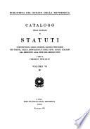 Catalogo della raccolta di statuti