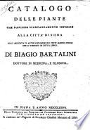 Catalogo delle piante che nascono spontaneamente intorno alla cita' di Siena