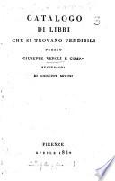 Catalogo di libri che si trovano vendibili presso Giuseppe Veroli e comp