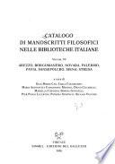 Catalogo di manoscritti filosofici nelle biblioteche italiane: Arezzo, borgomanero, novara, palermo, pavia, sansepolcro, siena, stresa