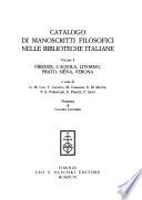 Catalogo di manoscritti filosofici nelle biblioteche italiane: Firenze, L'Aquila, Livorno, Prato, Siena, Verona