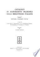 Catalogo di manoscritti filosofici nelle biblioteche italiane