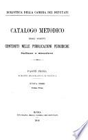 Catalogo metodico degli scritti contenuti nelle pubblicazioni periodiche italiane e straniere