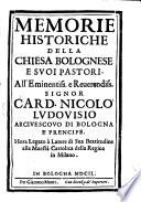 Celsi Faleoni Memorie historiche della chiesa Bolognese e suoi pastori