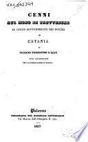 Cenni sul modo di provvedere al certo sovvenimento dei poveri in Catania di Luciano Fiorentino e Leto